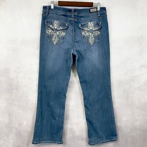 Earl Womens Slim Boot Jeans Size 12 Y2K McBling Western Rhinestone Cross Bling